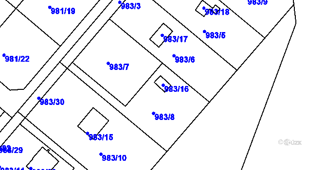 Parcela st. 983/16 v KÚ Velká Chuchle, Katastrální mapa