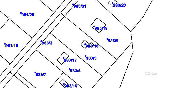 Parcela st. 983/18 v KÚ Velká Chuchle, Katastrální mapa