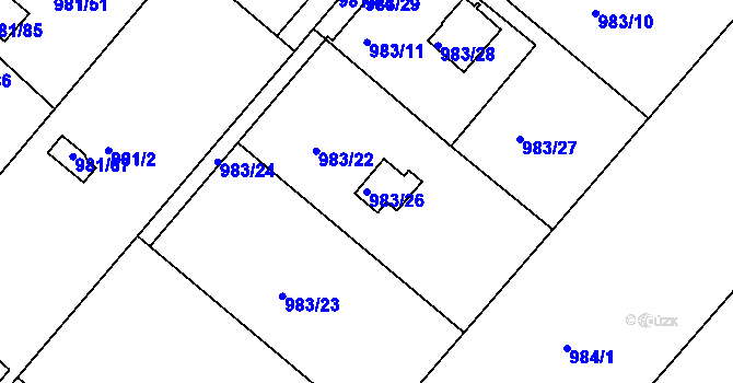 Parcela st. 983/26 v KÚ Velká Chuchle, Katastrální mapa