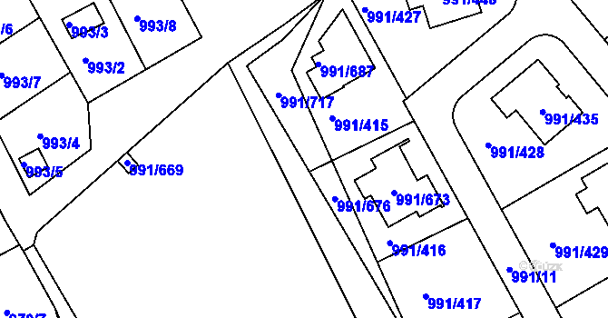 Parcela st. 991/1 v KÚ Velká Chuchle, Katastrální mapa