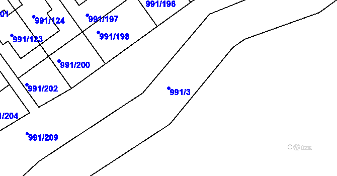 Parcela st. 991/3 v KÚ Velká Chuchle, Katastrální mapa