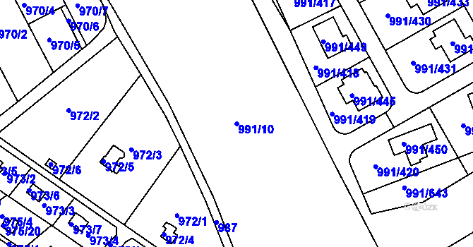 Parcela st. 991/10 v KÚ Velká Chuchle, Katastrální mapa
