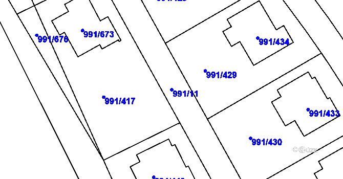 Parcela st. 991/11 v KÚ Velká Chuchle, Katastrální mapa