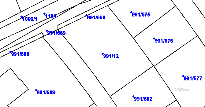Parcela st. 991/12 v KÚ Velká Chuchle, Katastrální mapa