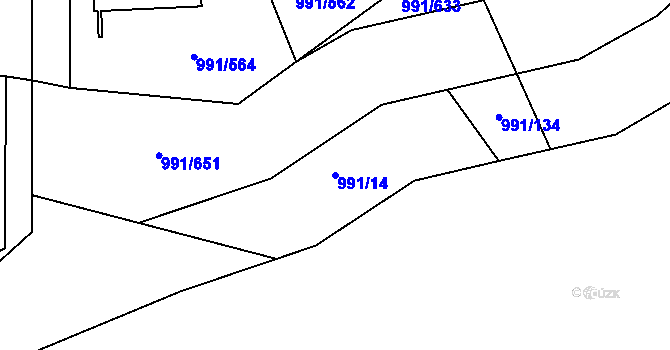Parcela st. 991/14 v KÚ Velká Chuchle, Katastrální mapa