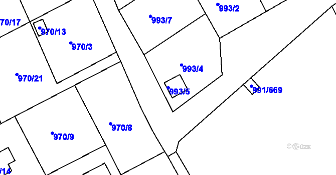 Parcela st. 993/5 v KÚ Velká Chuchle, Katastrální mapa