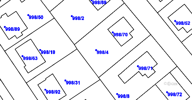 Parcela st. 998/4 v KÚ Velká Chuchle, Katastrální mapa