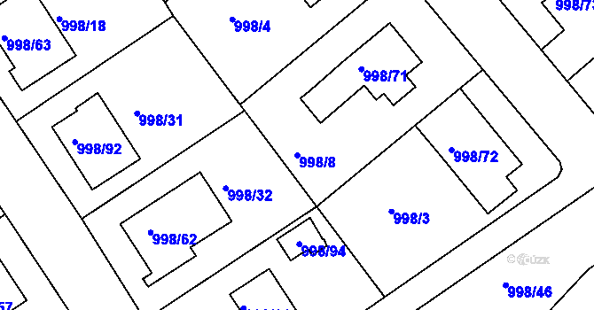 Parcela st. 998/8 v KÚ Velká Chuchle, Katastrální mapa