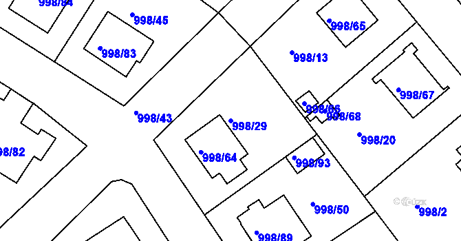 Parcela st. 998/29 v KÚ Velká Chuchle, Katastrální mapa