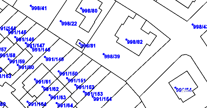 Parcela st. 998/39 v KÚ Velká Chuchle, Katastrální mapa