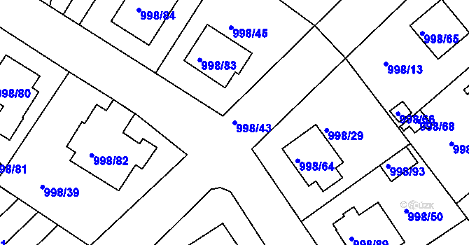 Parcela st. 998/43 v KÚ Velká Chuchle, Katastrální mapa