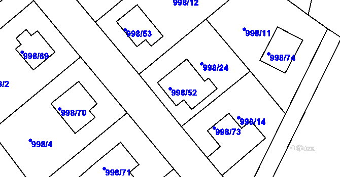 Parcela st. 998/52 v KÚ Velká Chuchle, Katastrální mapa