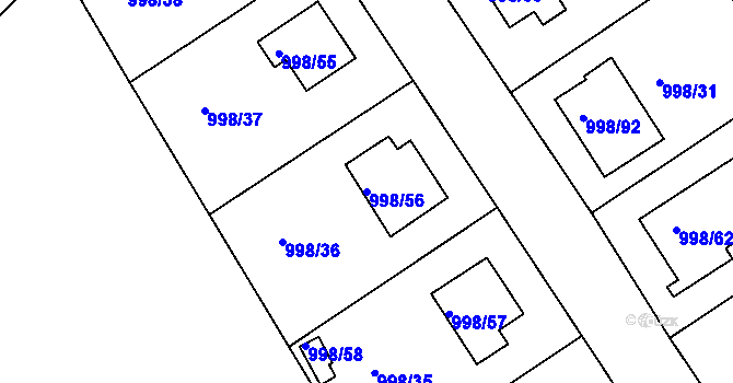 Parcela st. 998/56 v KÚ Velká Chuchle, Katastrální mapa