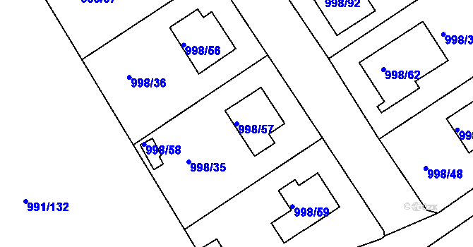 Parcela st. 998/57 v KÚ Velká Chuchle, Katastrální mapa