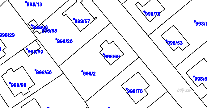 Parcela st. 998/69 v KÚ Velká Chuchle, Katastrální mapa