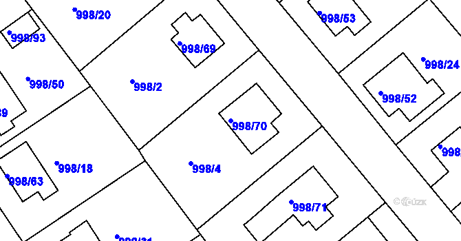 Parcela st. 998/70 v KÚ Velká Chuchle, Katastrální mapa