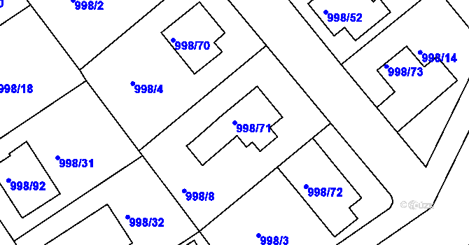 Parcela st. 998/71 v KÚ Velká Chuchle, Katastrální mapa