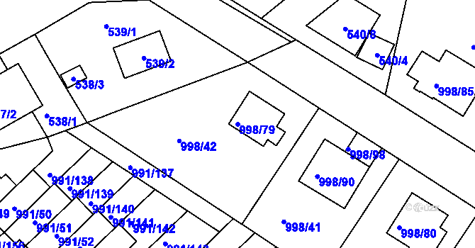 Parcela st. 998/79 v KÚ Velká Chuchle, Katastrální mapa