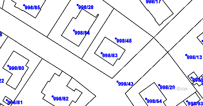 Parcela st. 998/83 v KÚ Velká Chuchle, Katastrální mapa