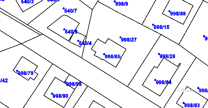 Parcela st. 998/85 v KÚ Velká Chuchle, Katastrální mapa