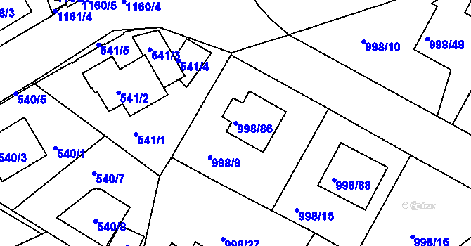 Parcela st. 998/86 v KÚ Velká Chuchle, Katastrální mapa