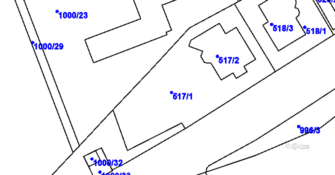 Parcela st. 1000/6 v KÚ Velká Chuchle, Katastrální mapa