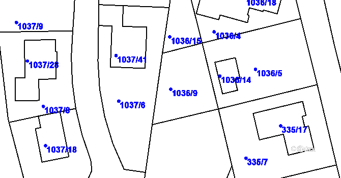 Parcela st. 1036/9 v KÚ Velká Chuchle, Katastrální mapa