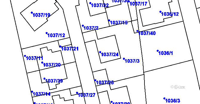 Parcela st. 1037/24 v KÚ Velká Chuchle, Katastrální mapa