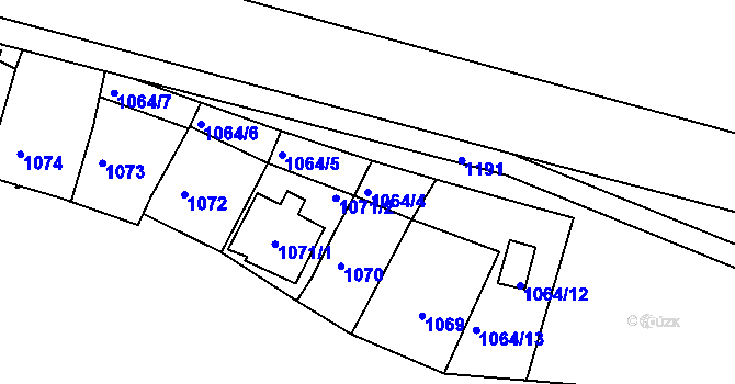 Parcela st. 1064/4 v KÚ Velká Chuchle, Katastrální mapa