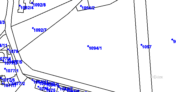 Parcela st. 1094/1 v KÚ Velká Chuchle, Katastrální mapa