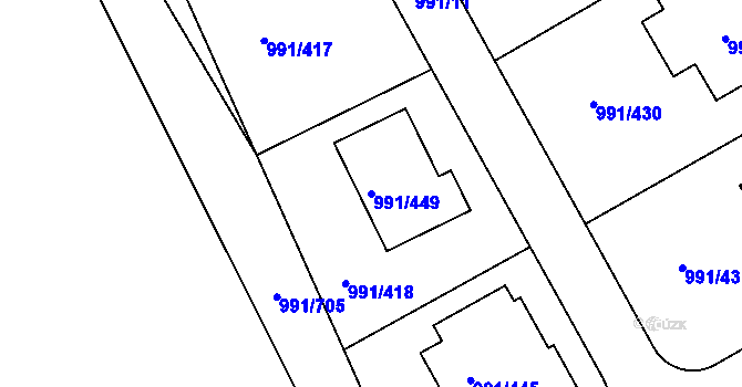 Parcela st. 991/449 v KÚ Velká Chuchle, Katastrální mapa