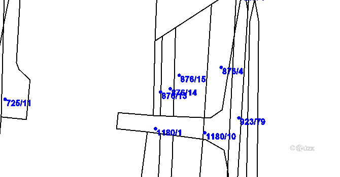 Parcela st. 876/14 v KÚ Velká Chuchle, Katastrální mapa