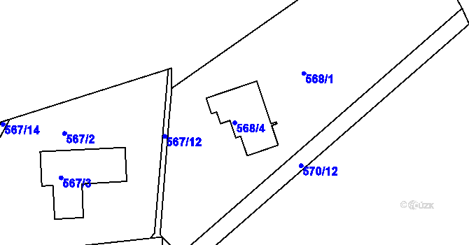 Parcela st. 568/4 v KÚ Velká Chuchle, Katastrální mapa