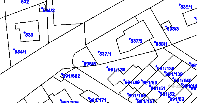 Parcela st. 537/1 v KÚ Velká Chuchle, Katastrální mapa