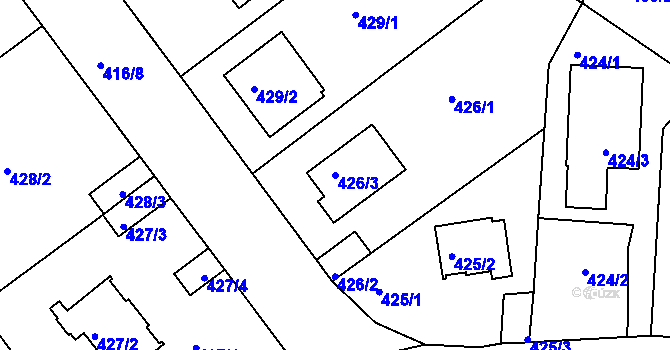 Parcela st. 426/3 v KÚ Velká Chuchle, Katastrální mapa