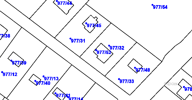 Parcela st. 977/52 v KÚ Velká Chuchle, Katastrální mapa