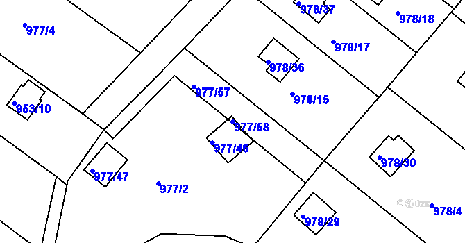 Parcela st. 977/58 v KÚ Velká Chuchle, Katastrální mapa
