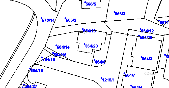 Parcela st. 564/20 v KÚ Velká Chuchle, Katastrální mapa