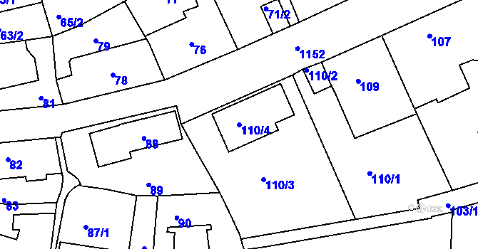 Parcela st. 110/4 v KÚ Velká Chuchle, Katastrální mapa