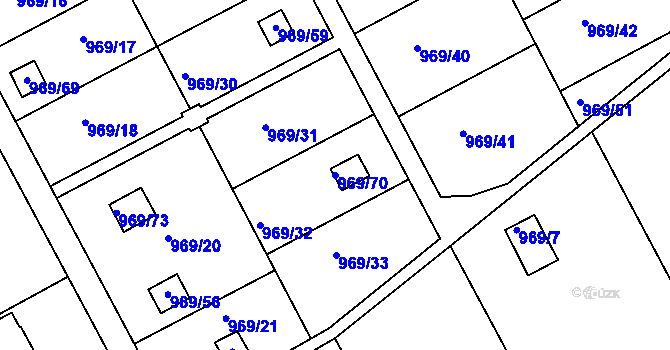 Parcela st. 969/70 v KÚ Velká Chuchle, Katastrální mapa