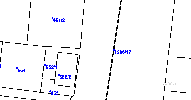 Parcela st. 1206/16 v KÚ Velká Chuchle, Katastrální mapa