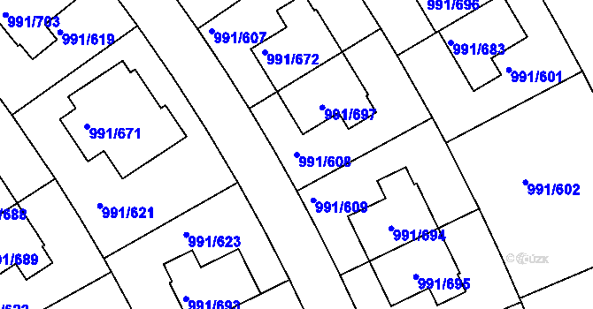 Parcela st. 991/608 v KÚ Velká Chuchle, Katastrální mapa