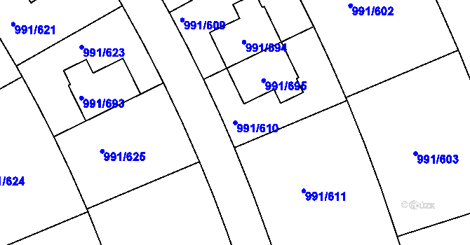 Parcela st. 991/610 v KÚ Velká Chuchle, Katastrální mapa