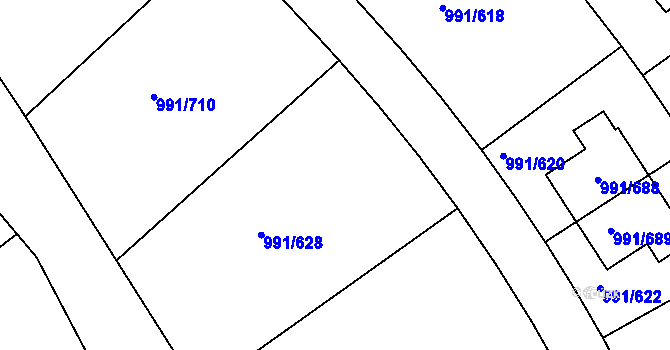 Parcela st. 991/628 v KÚ Velká Chuchle, Katastrální mapa