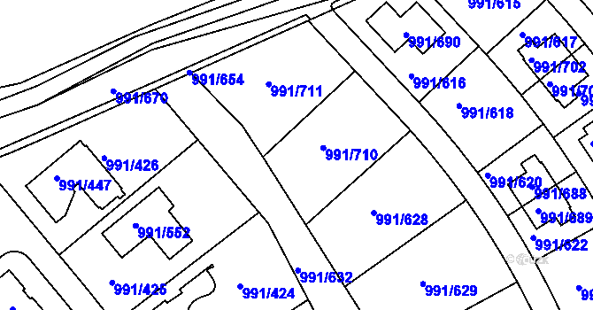 Parcela st. 991/632 v KÚ Velká Chuchle, Katastrální mapa