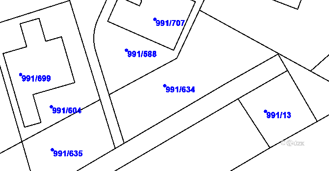 Parcela st. 991/634 v KÚ Velká Chuchle, Katastrální mapa