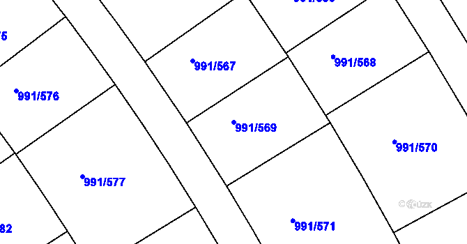 Parcela st. 991/569 v KÚ Velká Chuchle, Katastrální mapa