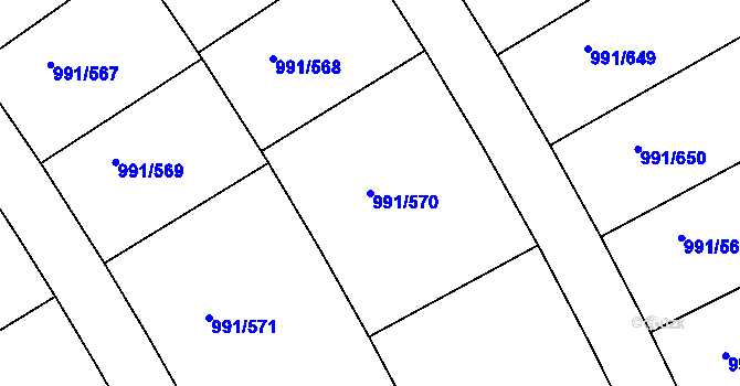 Parcela st. 991/570 v KÚ Velká Chuchle, Katastrální mapa