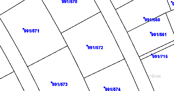 Parcela st. 991/572 v KÚ Velká Chuchle, Katastrální mapa