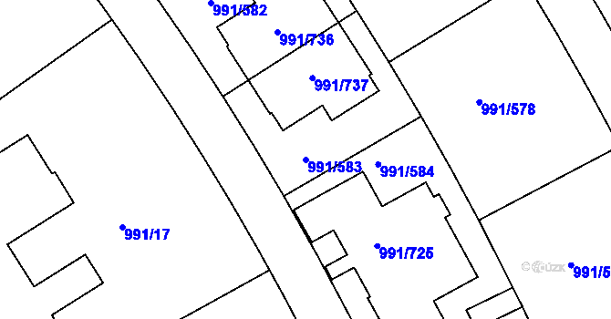 Parcela st. 991/583 v KÚ Velká Chuchle, Katastrální mapa